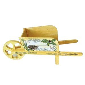 Plant Stand Wood Wheelbarrow Flower Planter Rustic Country Xmas 18" x 8" x 6"